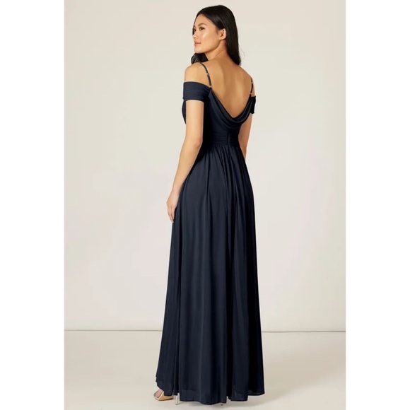 NWT Azazie Aja Dark Navy Bridesmaid Maxi Dress Size A8 - Picture 13 of 14